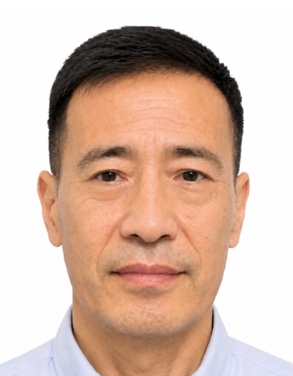After: AI-enhanced passport photo, glasses removed, pure white background